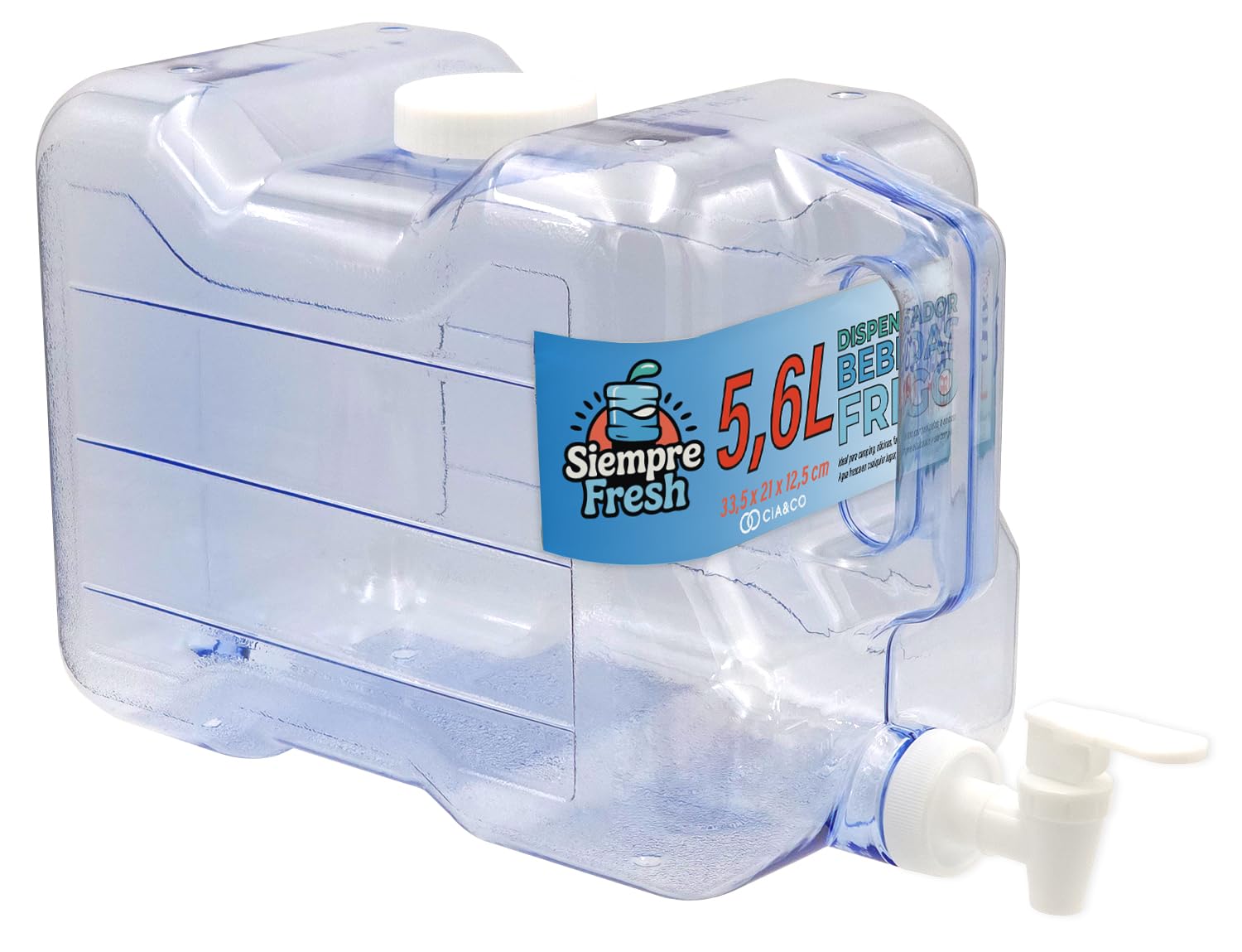 Cia&Co Distributeur d'eau froide pour réfrigérateur 5,6 l Bidon compact 33,5 x 21 x 12,5 cm