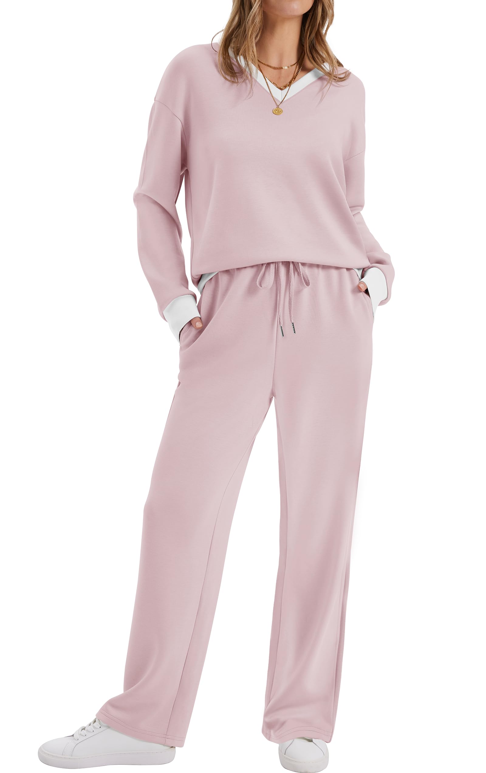 WIHOLL Women's 2 Piece Matching Lounge Set Sweatsuits Fall Outfits