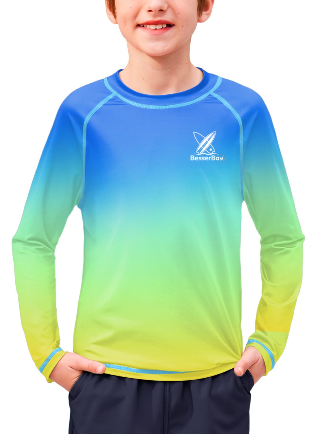 BesserBay Rashguard T-shirt anti-UV pour enfant UPF 50+ Protection solaire à manches longues 110-150
