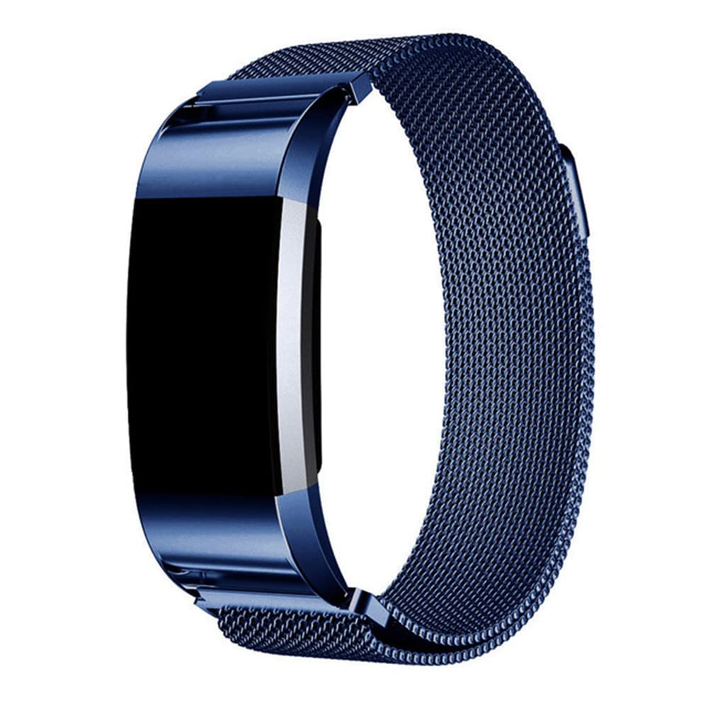 eWINNER Stainless Replacement Milanese Loop Woven Metal Bracelet Strap w/Unique Strong Magnet Lock/No Buckle Needed compatible with Fitbit Charge 2 Fitness Tracker for Women/Men