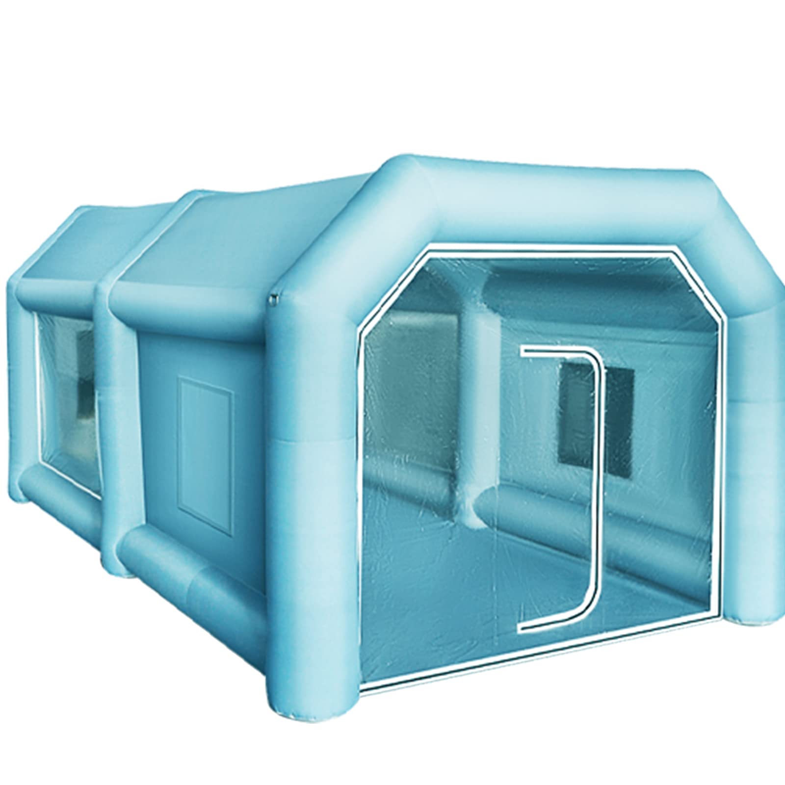 VEVOR Aufblasbares Spritzkabinenzelt 750W 350W 210D Oxford-Gewebe 4x2,5x2,2m Blau