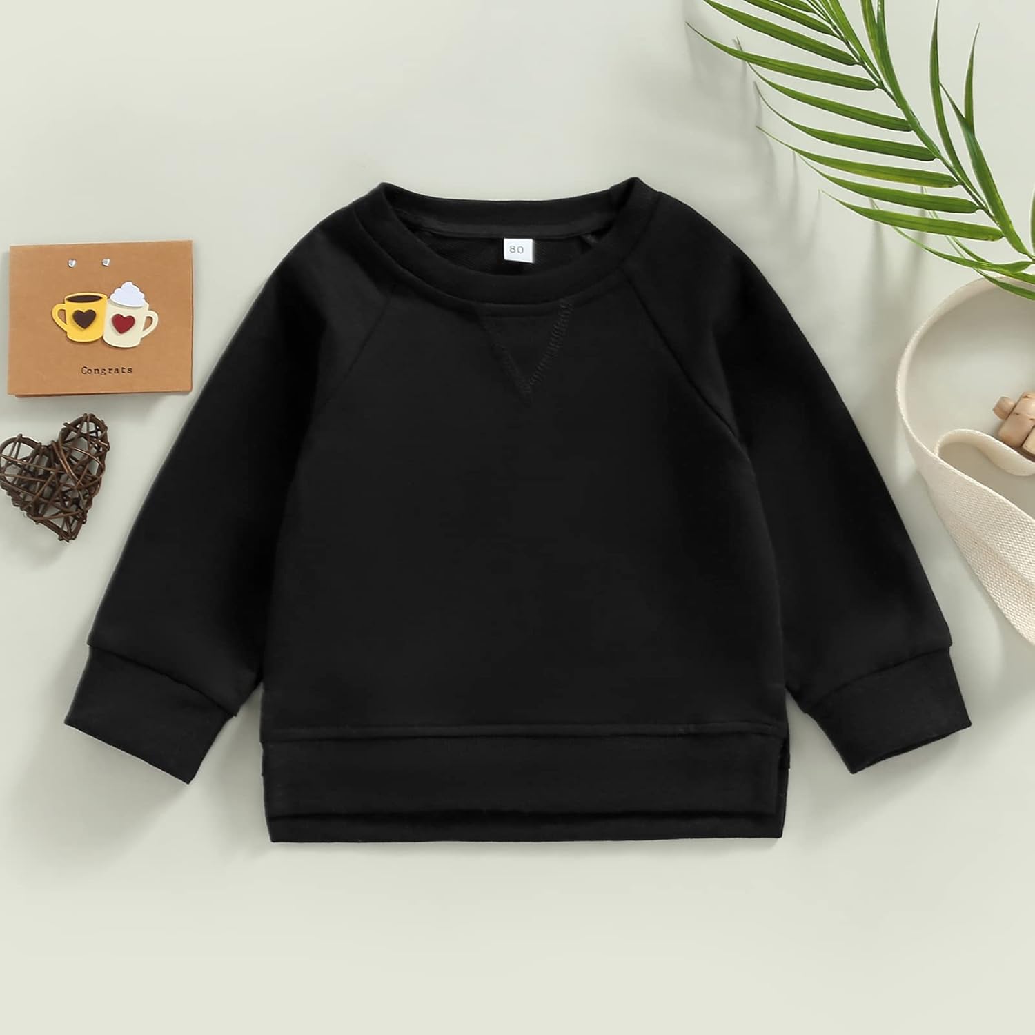 Toddler Baby Boy Girl Clothes Solid Color Crewneck Sweatshirt Long Sleeve Pullover T Shirt Tops Fall Winter Outfit - Image 2