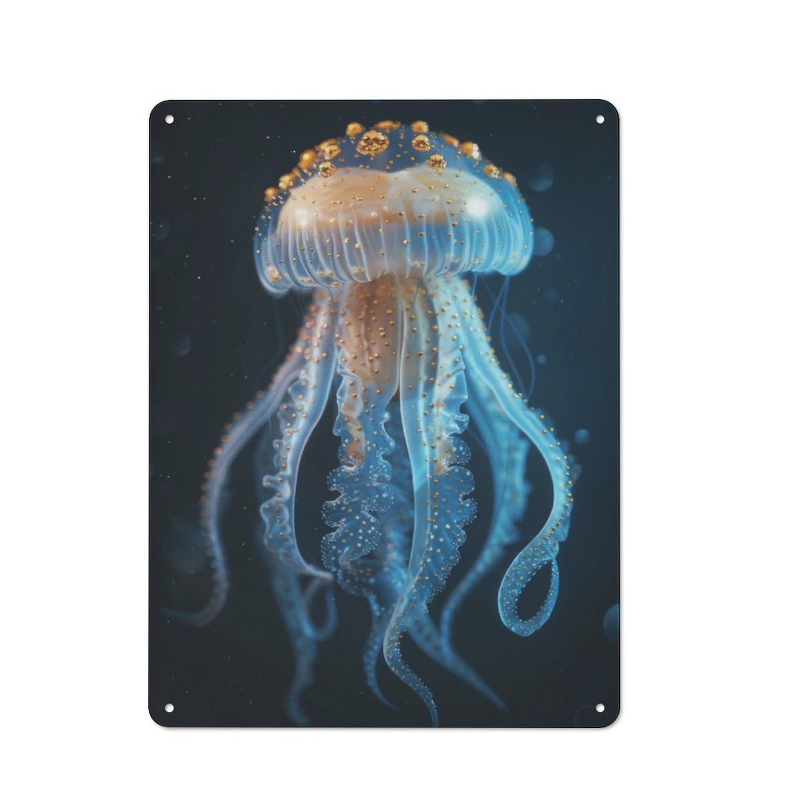 Junmoney Animal Jellyfish Vintage Tin Sign 40X30cm For Garden Room Or Summerhouse, For A Newly Organised Room And Metal Sign Display