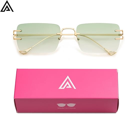 Miniatura 6 de Gafas de sol rectangulares sin montura para mujeres y hombres, gafas de sol cuadradas sin marco AP3627