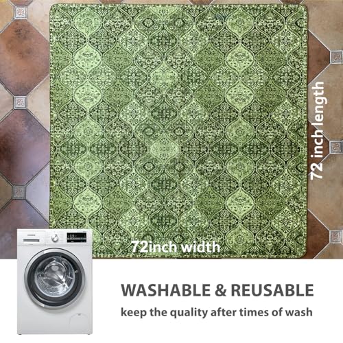 Image of nunubaby 2PACK Washable Pee Pads for Dogs, Stylish, Non-Slip and Leak-Proof Pee Pads. Reusable Potty Pads for Dogs for Crates and Floors.(Green /Multi,72 inch x72 inch )