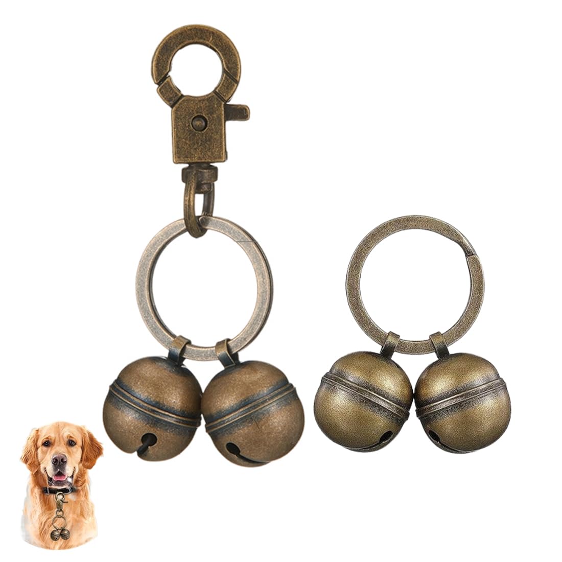 2 Set Campanellino Extra Rumorosi per Cani Gatti Campanelli, Campanello extra forte per cani e gatti, localizzatore di animali domestici e falconeria, ciondoli in ottone resistente