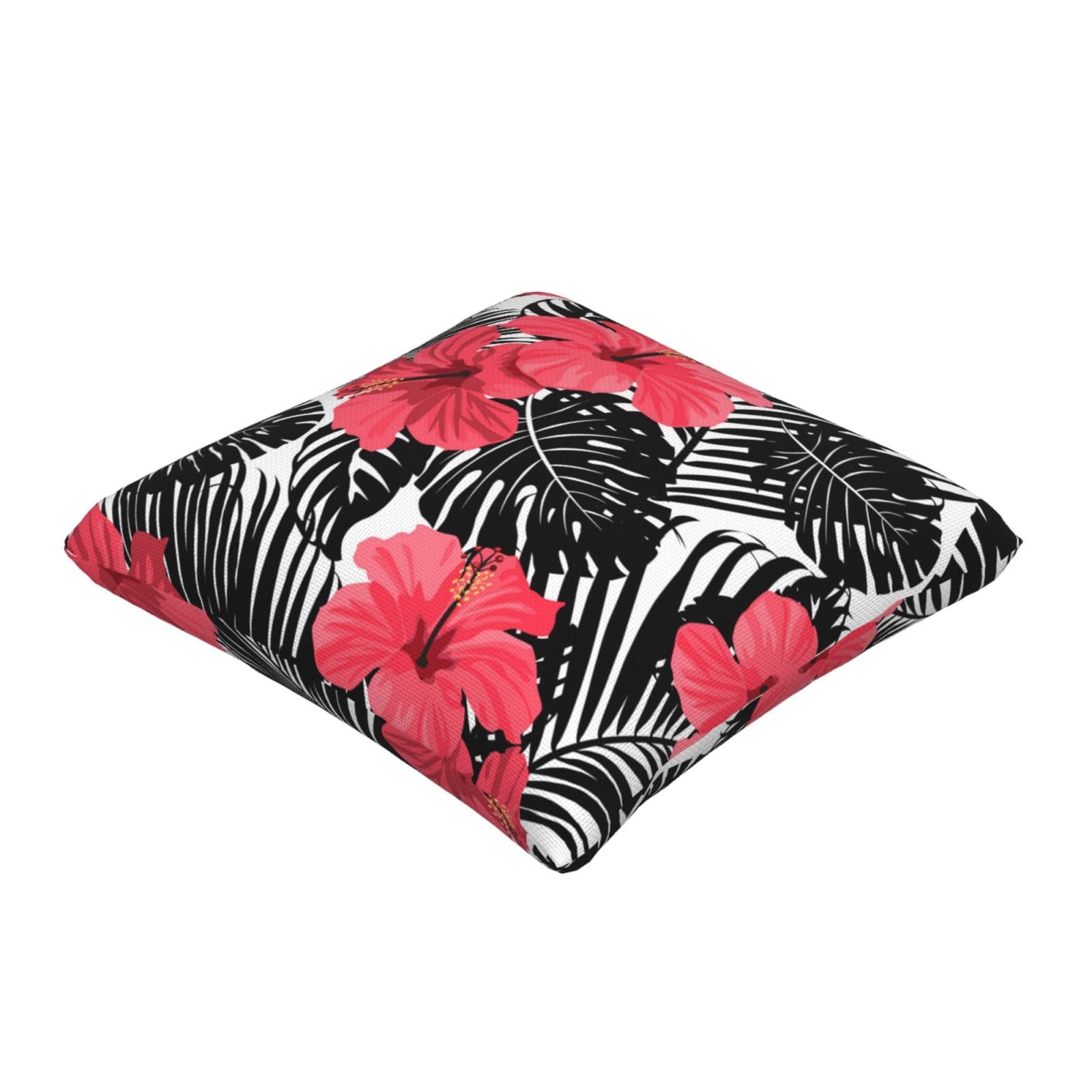 Czerwony hibiskus nadruk imitacja lnu poszewka na poduszkę -2 zestawy Dekoracyjna poszewka na poduszkę