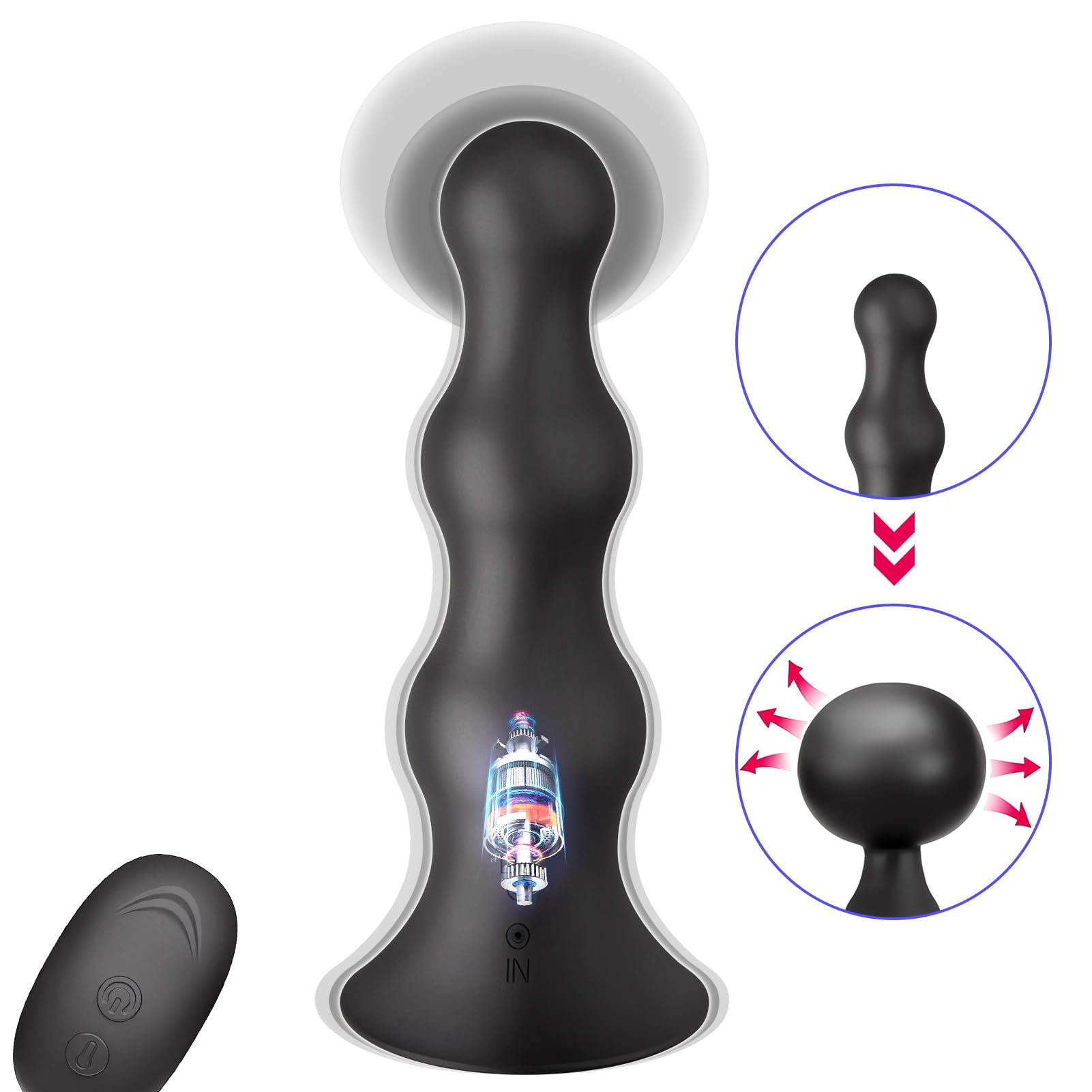 SXOVO Vibratore anale Butt Plug gonfiabile 10 modalità di vibrazione con telecomando Palle anali in silicone Masturbazione stimolazione della prostata Giocattolo sessuale per uomini donne coppie