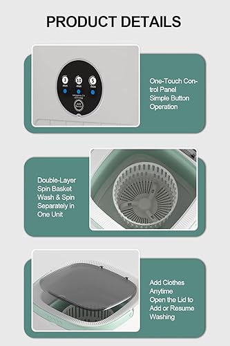 Miniatura 6 de Mini lavadora portátil, lavadora plegable de 16 litros con 3 modos de limpieza, pequeña máquina de lavandería plegable para viajes, apartamento,