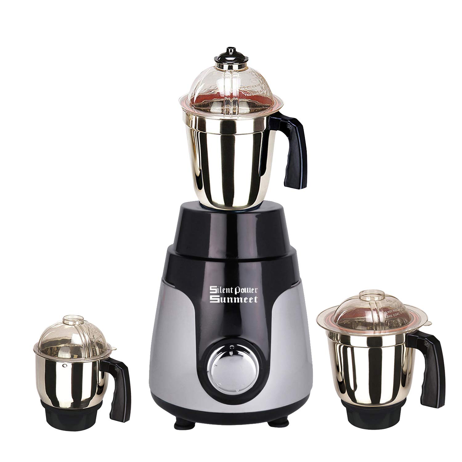 SilentPowerSunmeet Black Silver Color 800Watts Mixer Grinder with 3 Jar (1 Large Jar, 1 Medium Jar and 1 Chutney Jar) TAN20-SPS-763