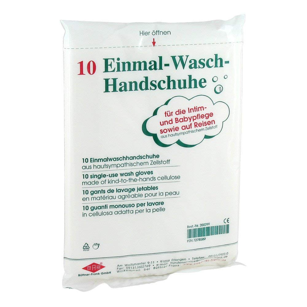 Waschhandschuhe – Einmal, 10 Stück (PZN-07278589), freiverkäuflich