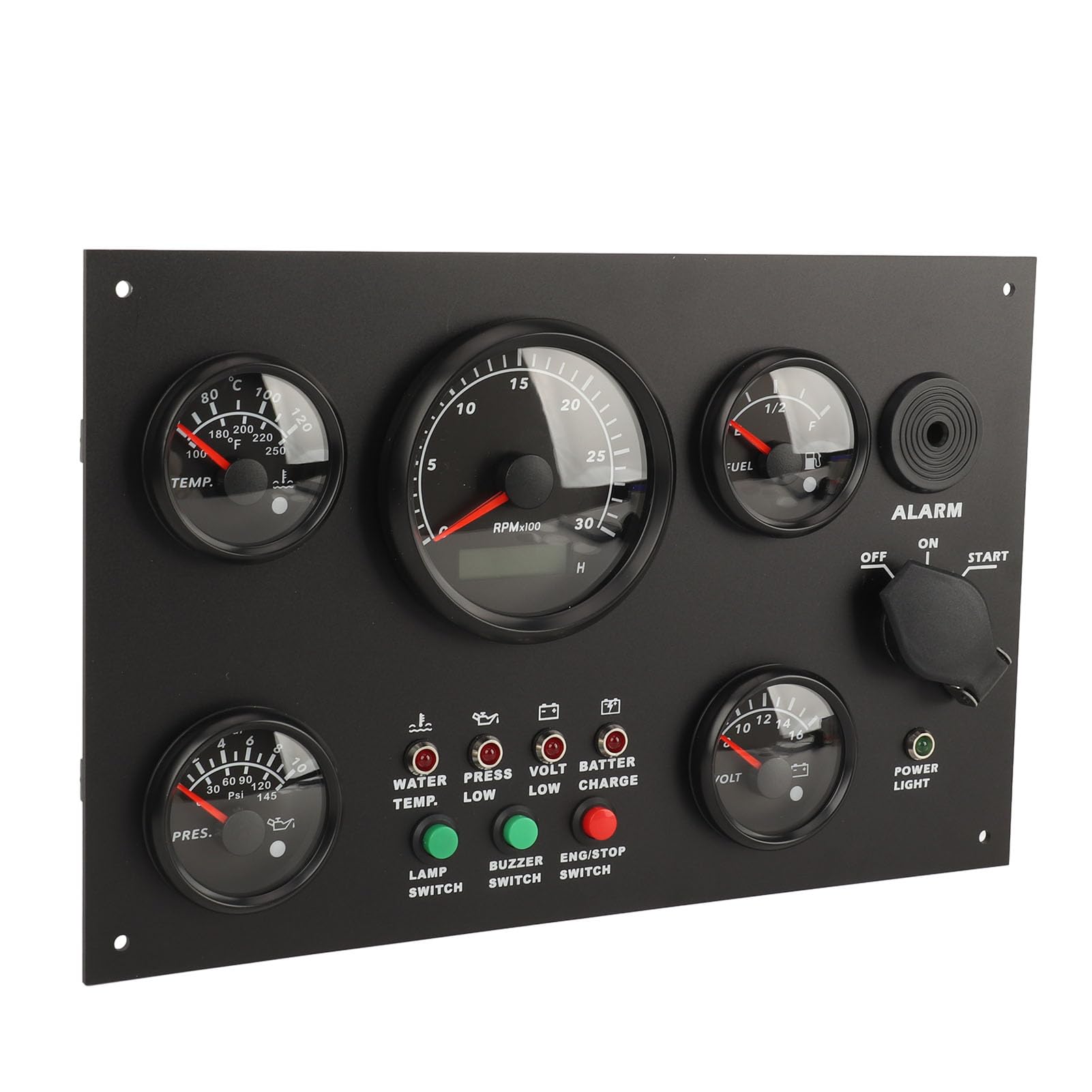 Panel de instrumentos Torvex, juego de indicadores de motor, temperatura de agua, aceite, voltaje, tacómetro, compatible con yates, autocaravanas, camiones y barcos, kit de 5