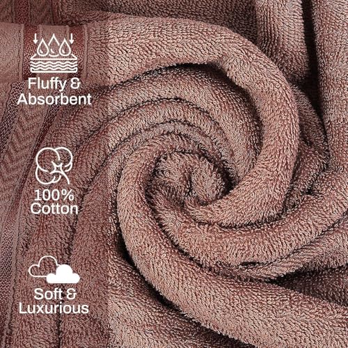 Image of Layers 100% Cotton Bath Towel | True Care Collection | 380 GSM Super Absorbent | Soft & Quick Dry | Shrink & Pill Resistant | Brown Solid Minimalist | 1 Piece for Men & Women | 60 x 120 cm