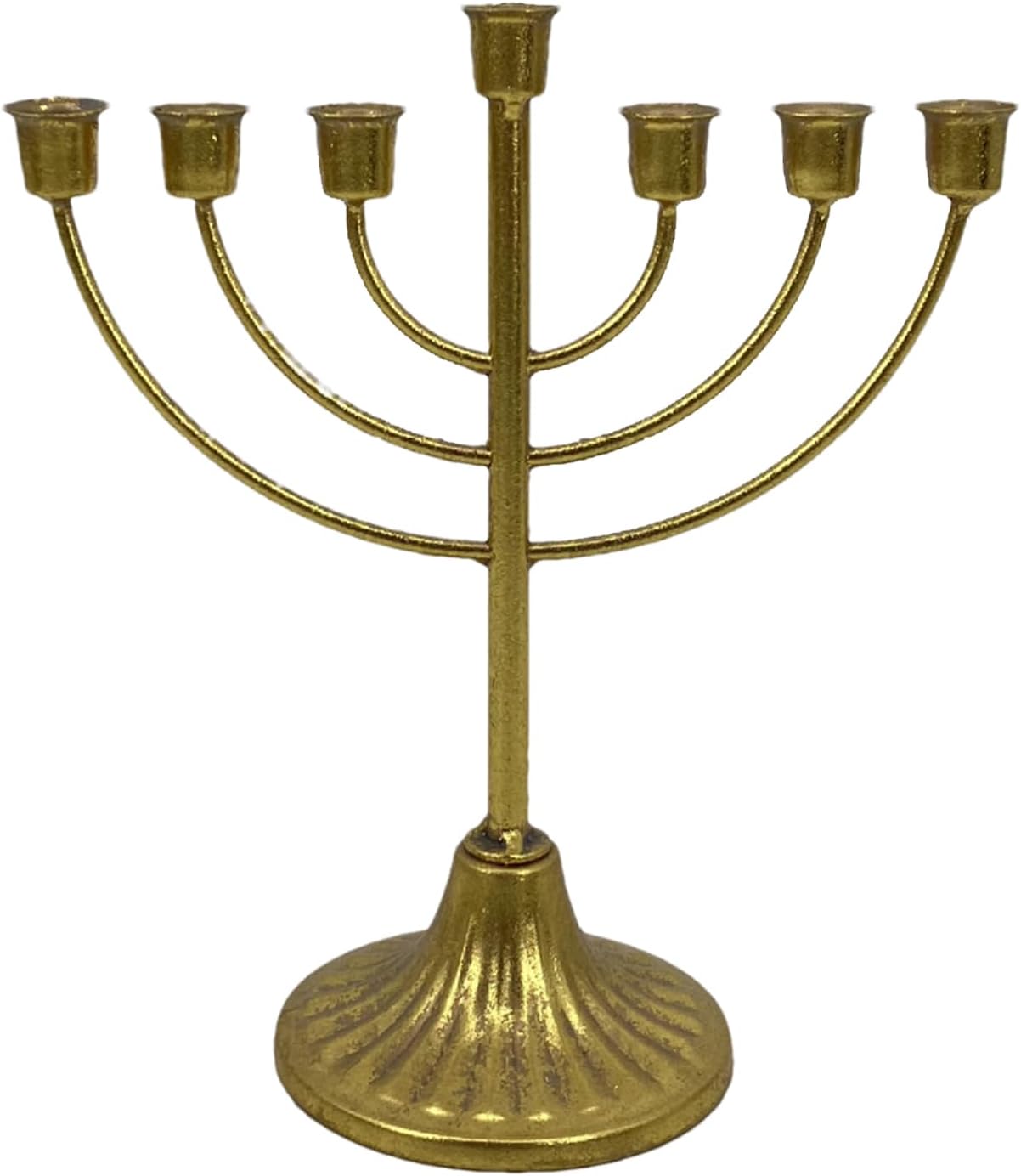 Gold Metal Menorah, Jerusalem Temple Jewish Candle Holder