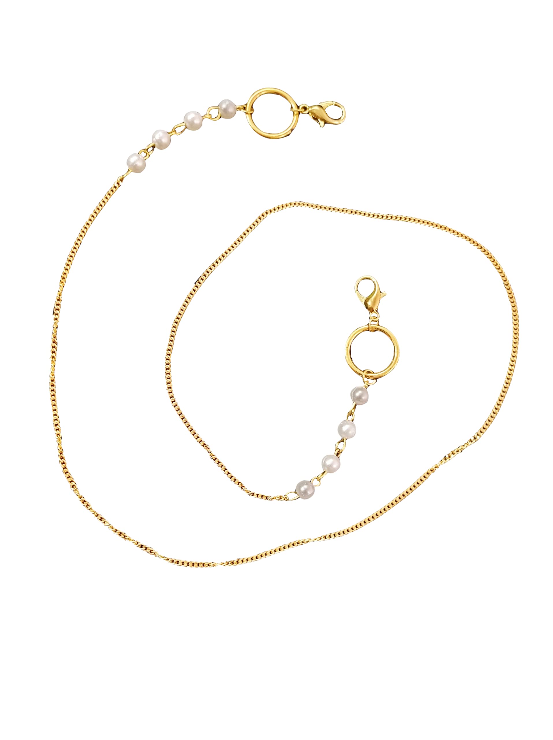 Pearl Beads Face Mask Holder Strap Holder Cord Eyewear Necklace Retainer for Women Beaded Lanyard, Made in India, Holds Your Mask Around Your Neck 25" Long-image-39