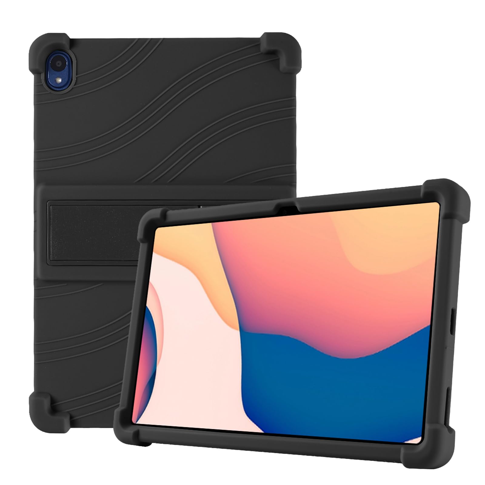 Etui na tablet Walmart ONN 10.1 Gen 4 2024 (model: 100135925), przyjazny dla dzieci miękki silikonowy regulowany stojak pokrowiec na tablet Onn 25.7 cm 2024 model tabletu (czarny)