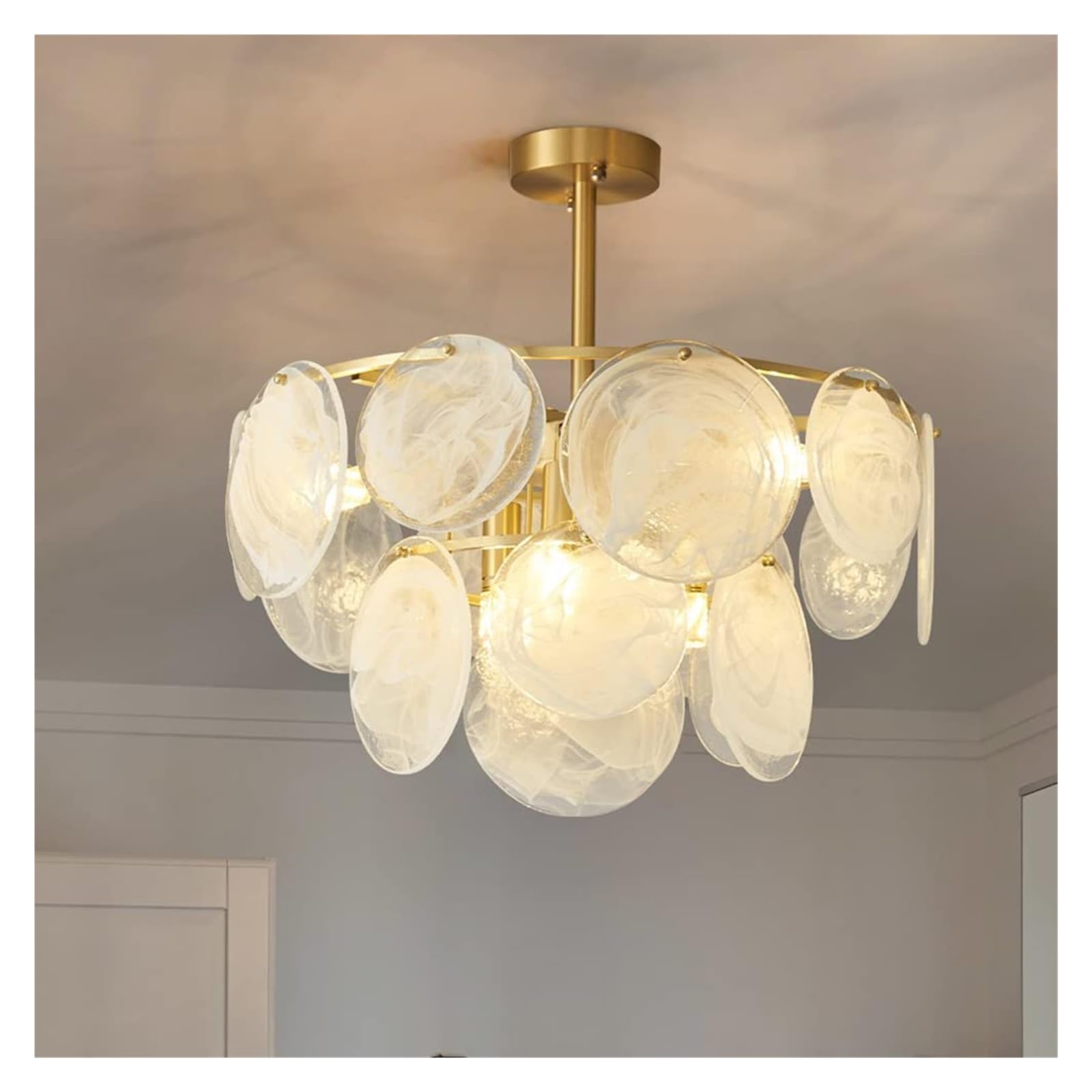 Chandelier for Living Room Bedroom Dining Room Kitchen Study Modern Luxury Style Gold Lamp Mist Glass Pendant Light