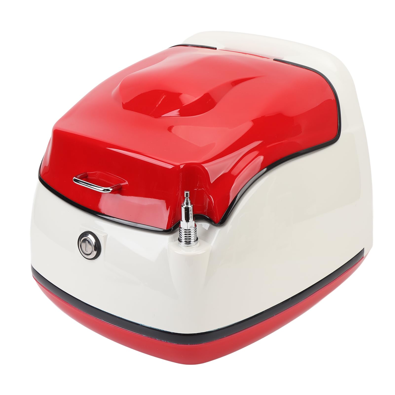 Qqmora Bauletto per Moto da 38 Litri Elegante Contenitore Resistente All'acqua per Scooter e Motociclette Realizzato in Plastica ABS Ad Alta tenacità (Bianco e Rosso)