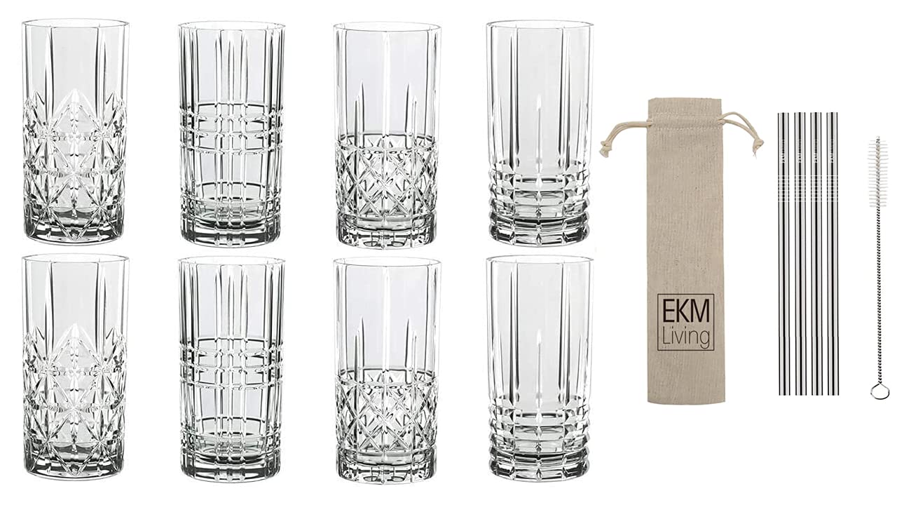 Nachtmann Highland Longdrink-Glas, Kristall, Cocktailglas, Collins, 8 Stück, 445.0 ccm, Zylindrisch, Wiederverwendbar, 15.1 cm hoch, für Zuhause, Modern, Cocktailparty