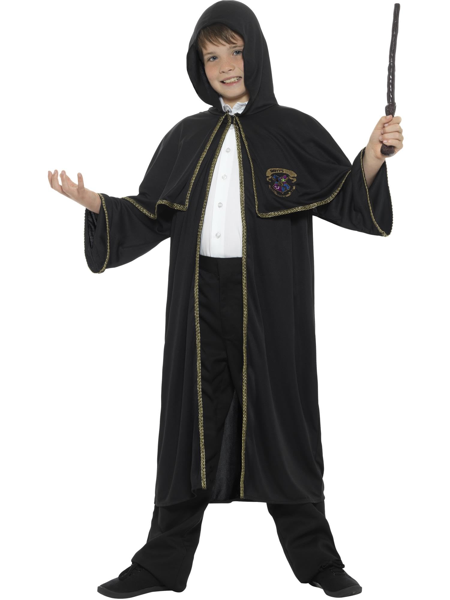 Smiffys Wizard Cloak, Black, Boys Fancy Dress, Wizard Dress Up Costumes