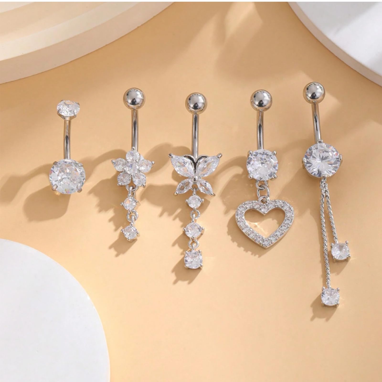 TYXHXTF 11 Pcs Piercings Ombligo para Mujeres, Piercings para Ombligo, Anillos para el Ombligo, Piercing Ombligo Embarazada Colgantes para Piercing de Ombligo Corazón Mariposa Anillos para Ombligo