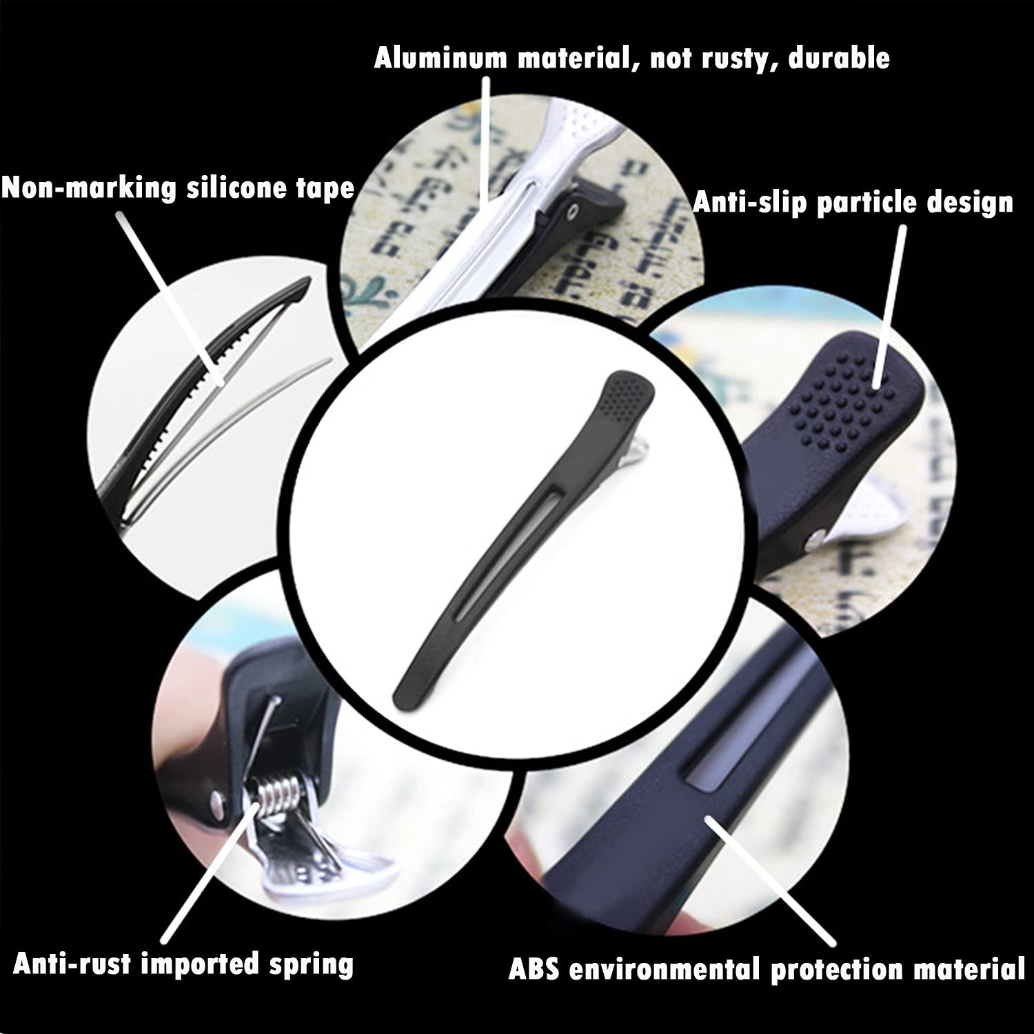 Salon Professional Hair Clips 12 Pack Styling Sectioning Silicone Band, Non-Slip No-Trace Thick Thin Hair