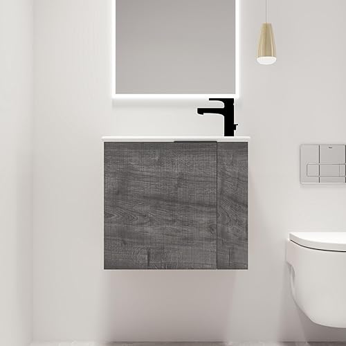 Tocador de baño flotante de 22 pulgadas con fregadero, tocador de baño moderno, tocador de baño pequeño, combo de tocador de lavabo de baño, armario