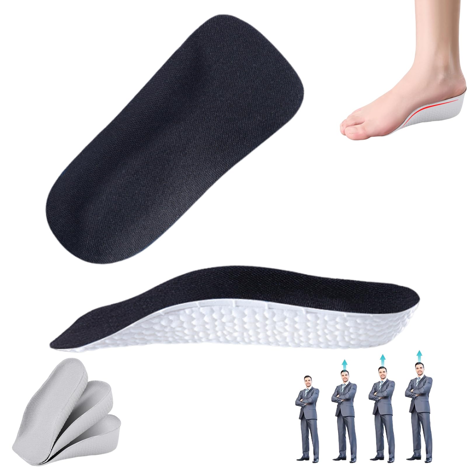 Height Increase Insoles - Orthopedic High Pads 1.0 - Arch Support Insoles for Plantar Fasciitis, Flat Feet, Over-Pronation, Achilles Tendonitis, Foot