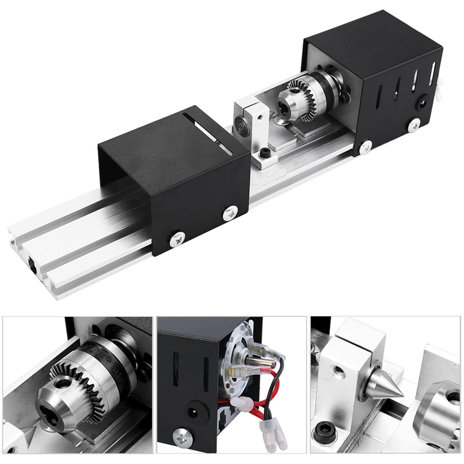 Enrutador de madera, Mini máquina de torno de varios metales, modelo de madera DIY, molino de perforación, torno de perlas de Buda for carpintería, cuentas de pulido, 12-24VDC,Herramienta enrutadora