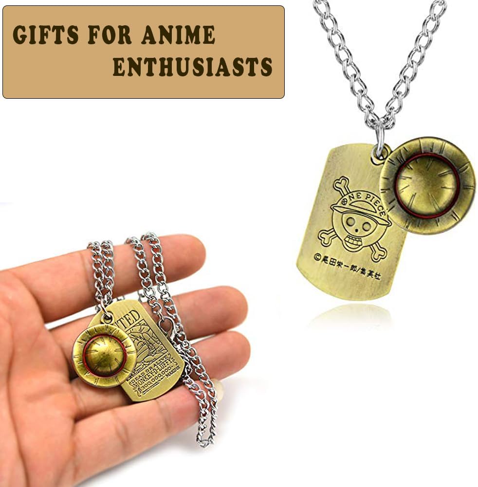 Anime Skeleton Pendant Necklace, The Straw Hat Rope Chain Pendant Necklace for Cap Cosplay