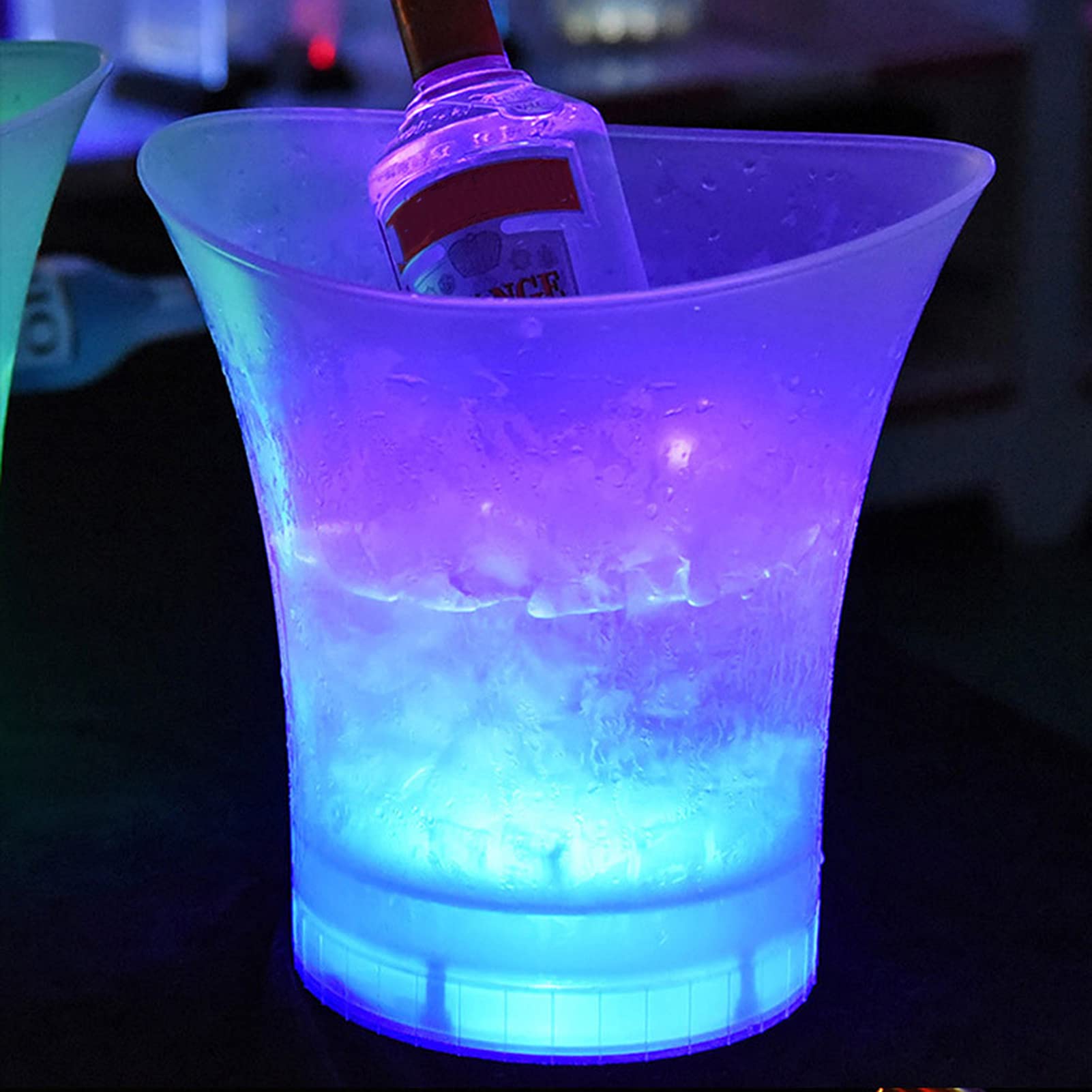 Cooci LED Ice Bucket, 5L Large Capacity Wine Cooler Wine Bucket Waterproof Whisky Cooler for Party Home Bar Nightclub Blue Light