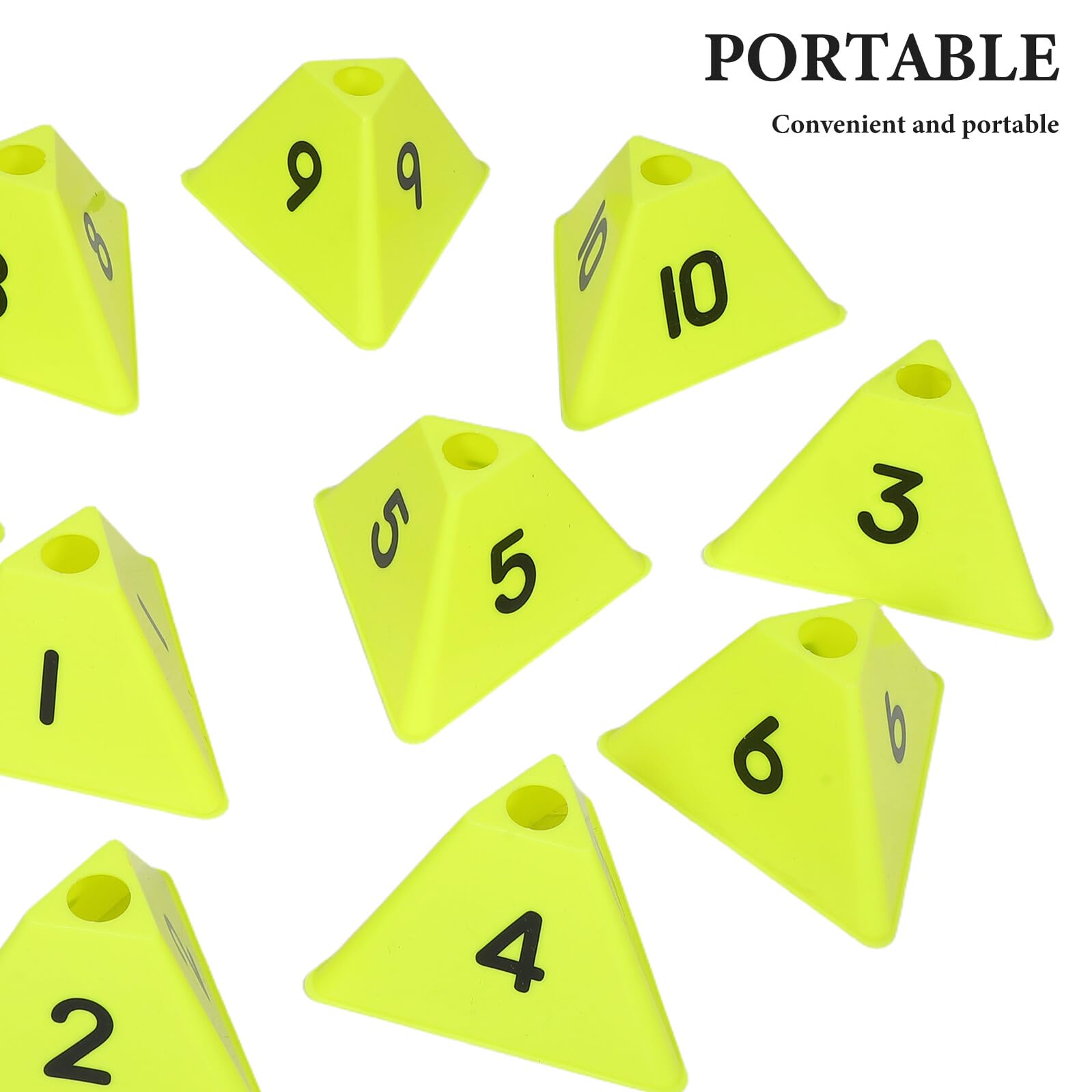 Coni per Allenamento Sportivo 10 Pezzi Numerati Giallo Fluorescente Coni da Gioco per Calcio e Basket Marcatori per Campi Sportivi Resistenti alle Intemperie per Allenamento