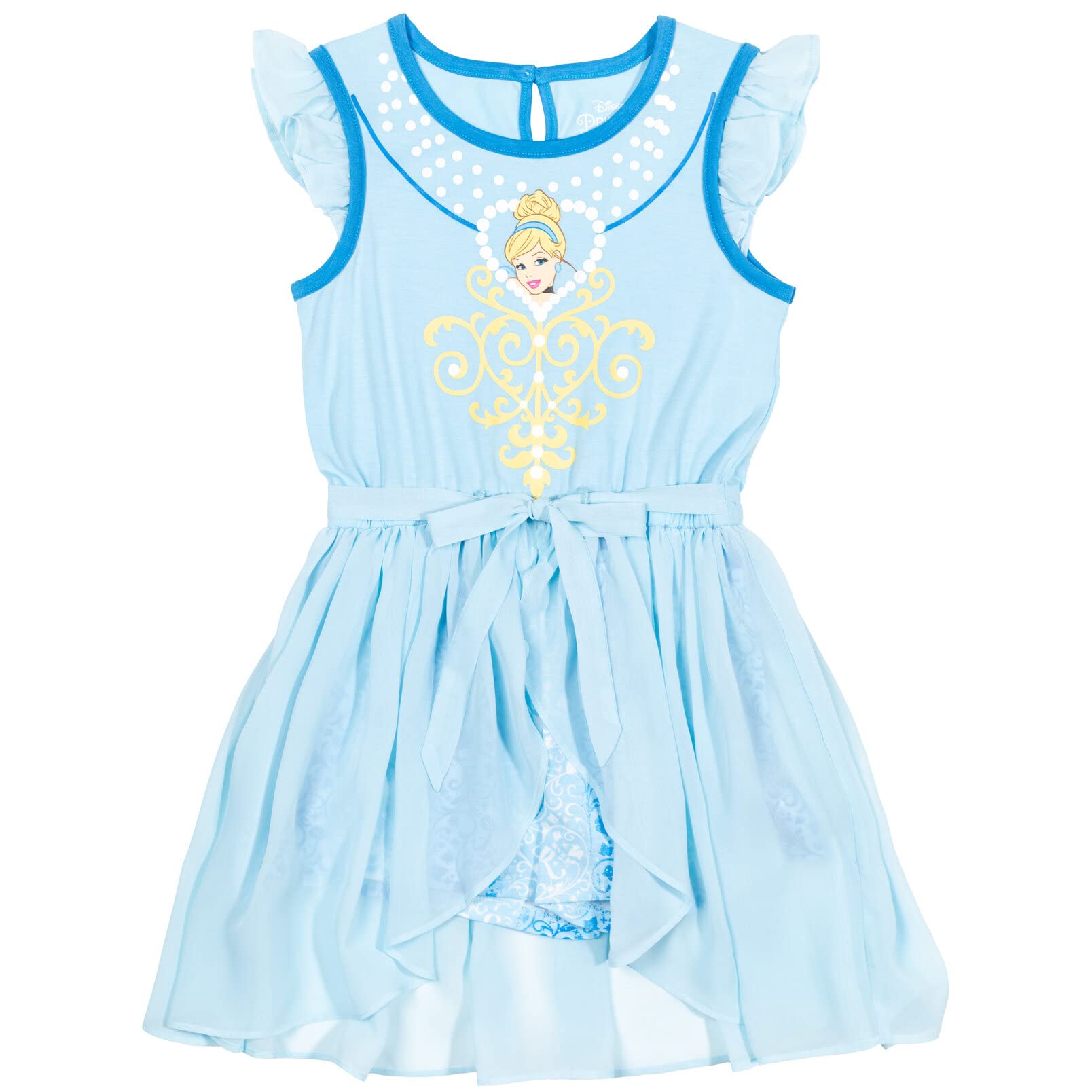 Disney Princess Cinderella Little Girls Sleeveless Romper With Skirt Overlay 7-8