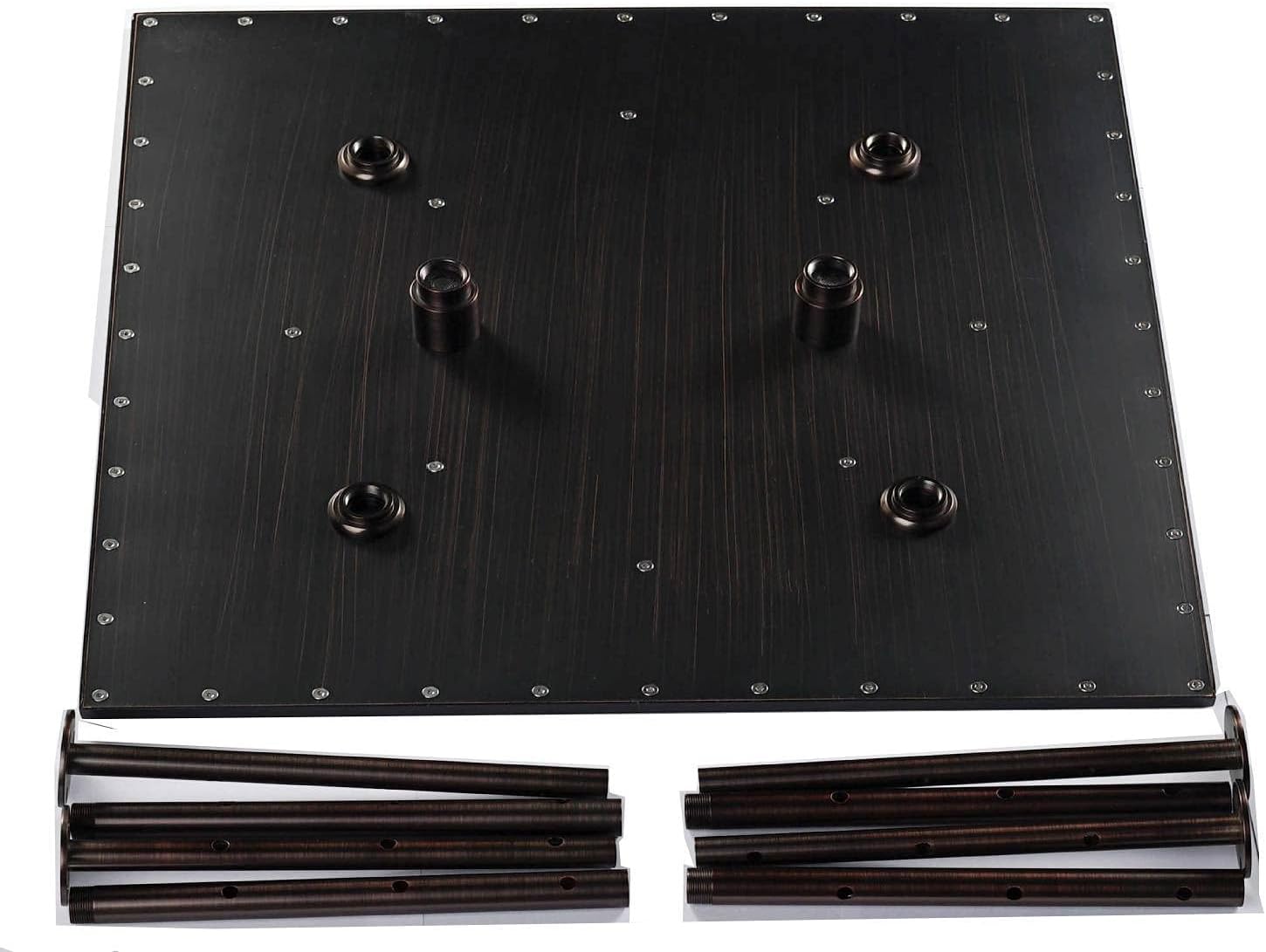 Oil Rubbed Bronze Ceiling Mount 20 Inch LED Light Shower Head 3 Way Thermostatic Shower Faucet with 6 Body Jets Each Function Work All Together and Separately