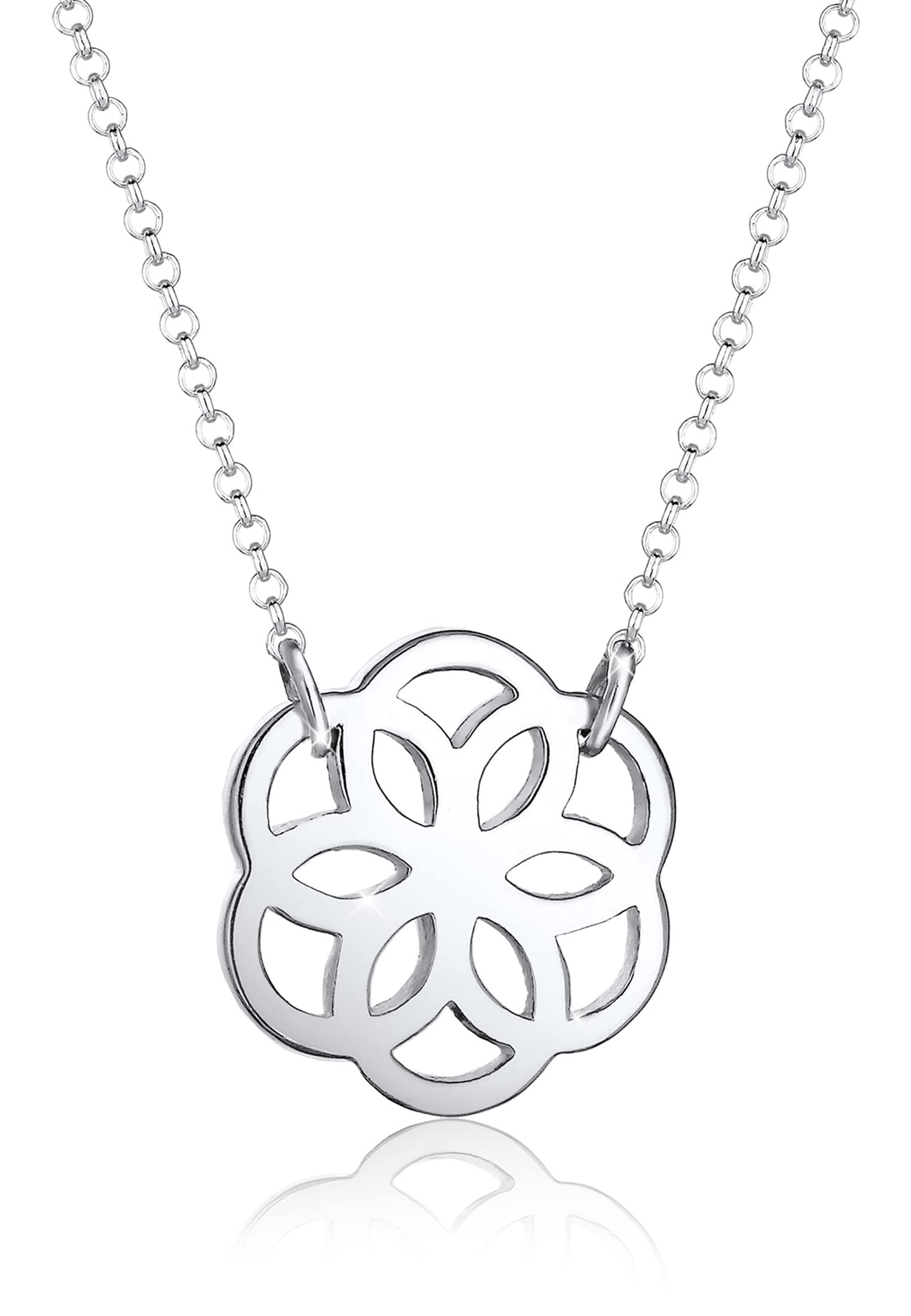 Elli Women Genuine Jewellery Necklaces Chain Neckwear Ornament Flower 925 Sterling Silver Length 45 cm
