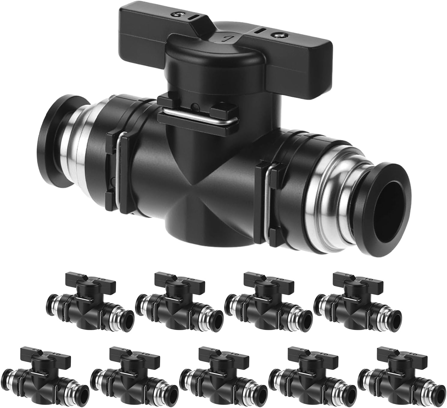 QWORK Push to Connect Fitting Ball Valve, 10 Pcs 8mm Plastic Straight Union Connect Adapter, 8mmx8mm Tube OD, Quick and Easy Installation Pneumatic Valves