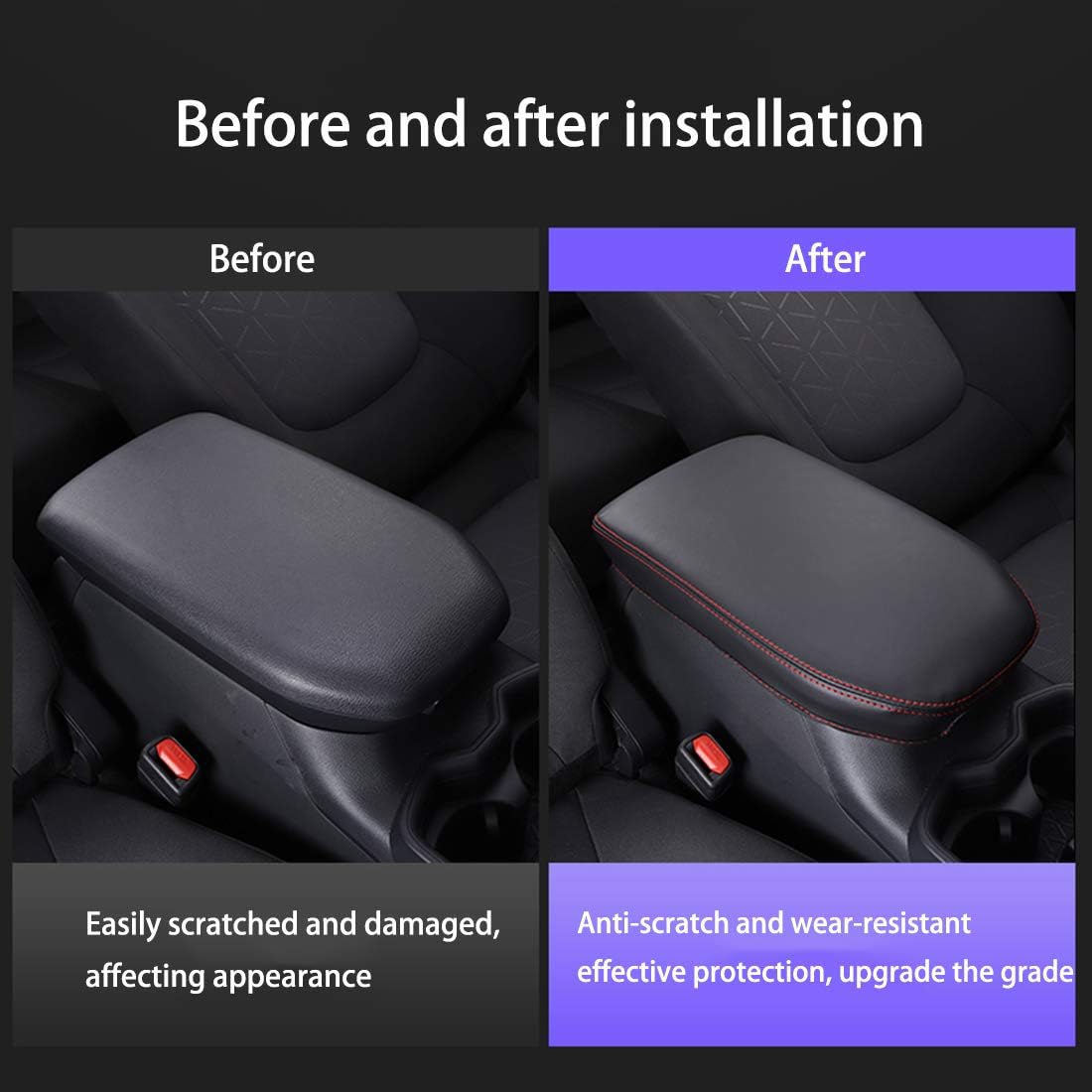 Puduo Car Armrest Cover Center Console Pad Saver,Armrest Case Protector Fit for RAV4 2019-2021 (Black)