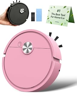 Mini Robot Vacuum for Car, Compact Mini Cleaner Sweeping Robot, 3 in 1 Rechargeable Multifunctional Smart Cleaning Machine with Wet Mopping for Hard Floors Pet Hair Carpets(Pink-Rechargeable)