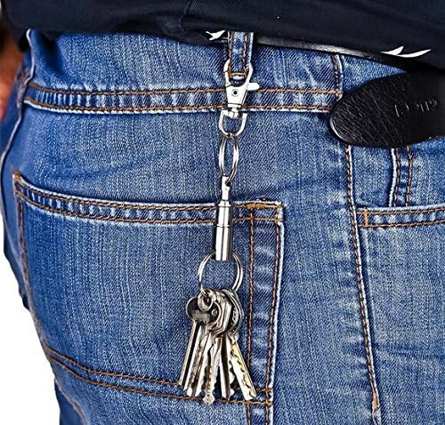 erioctry 2 Pcs Heavy Duty Dual Key Ring Detachable Pull Apart Snap Lock Holder Keychains, Silver