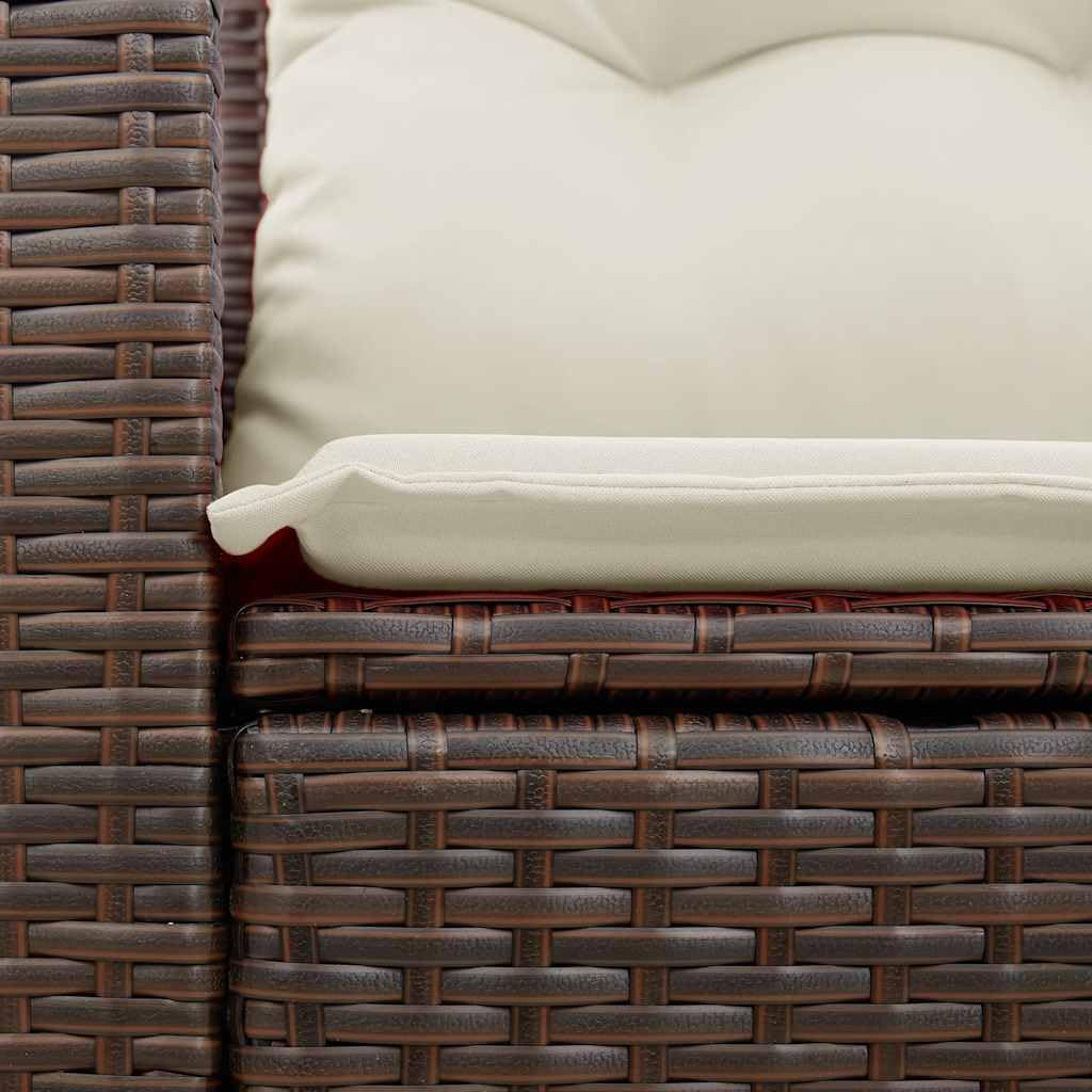 Divano da giardino a 2 posti, marrone, in polyrattan con cuscino, resistente alle intemperie, modulare per balcone, terrazza, giardino d'inverno e lounge all'aperto, con cuscino rimovibile e