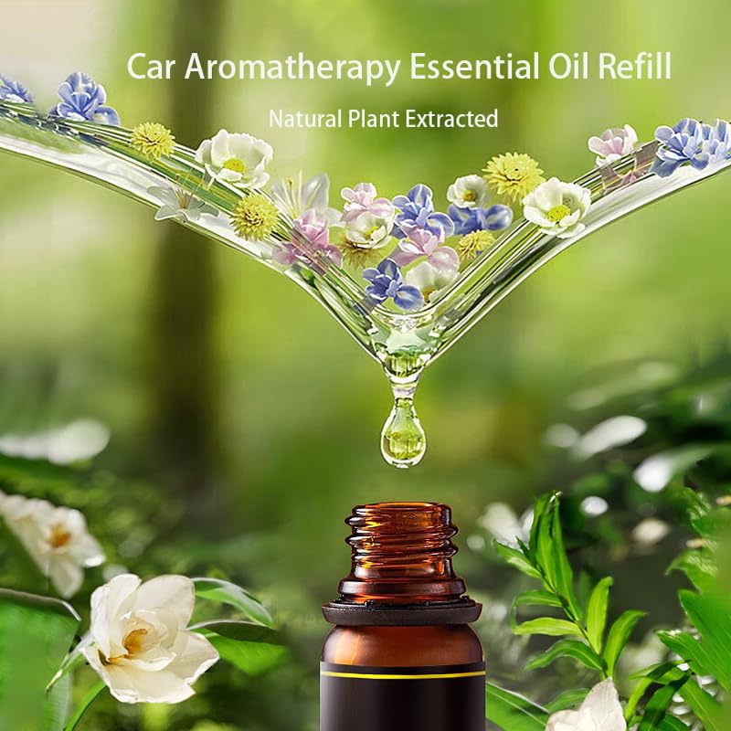 Image of Natural Essential Oil Refill for Universal Air Freshener | 4-Pack | For Most Car & Home Diffuser. 4 x 5ml Natural Essential Oil. No Synthetic Fragrance. Easy to Refill. Long-lasting Freshness.