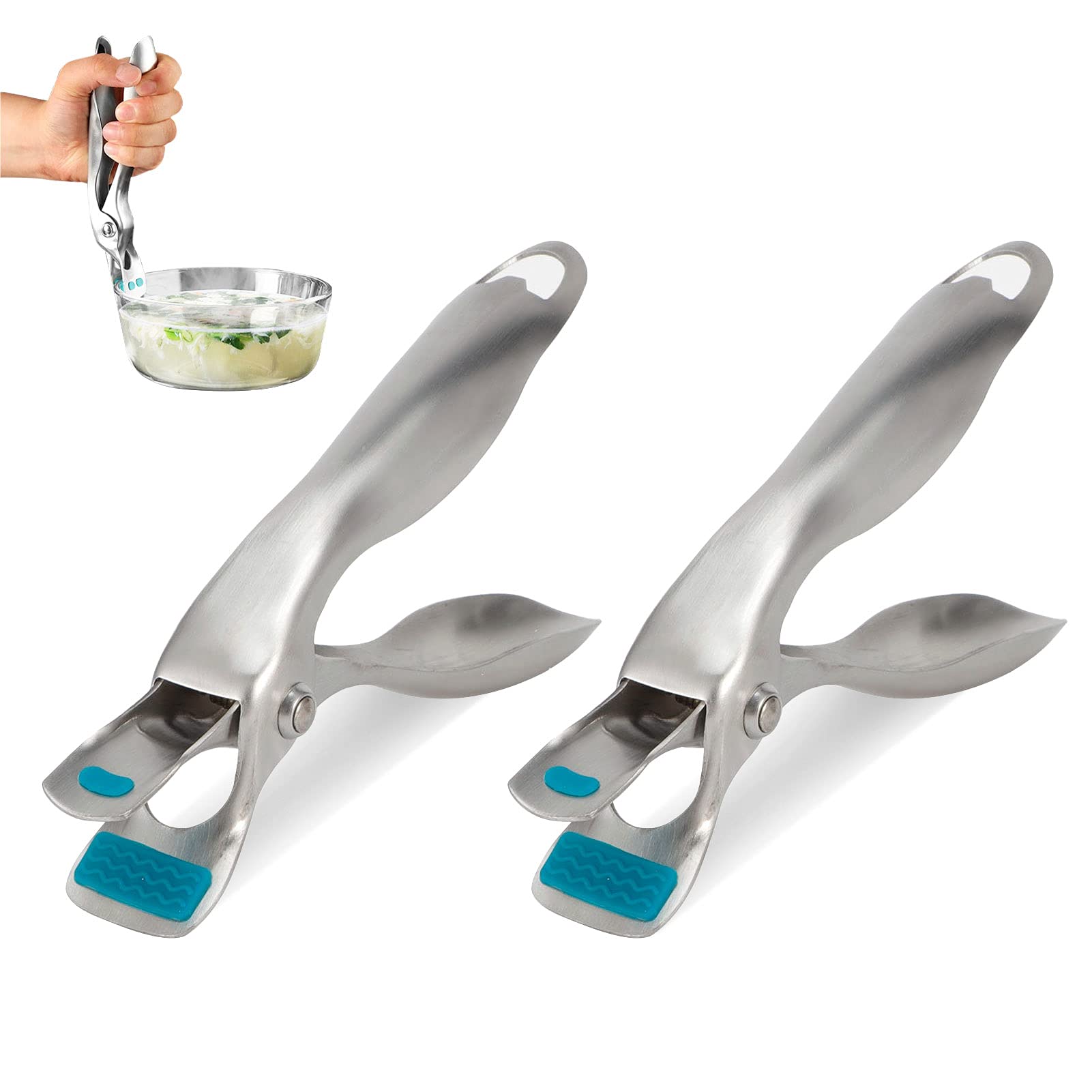 2pcs 2-in-1 Gripper Clips, Stainless Steel Anti?scald Clamp Tongs for Bowl Plate Dishs Pot Pan