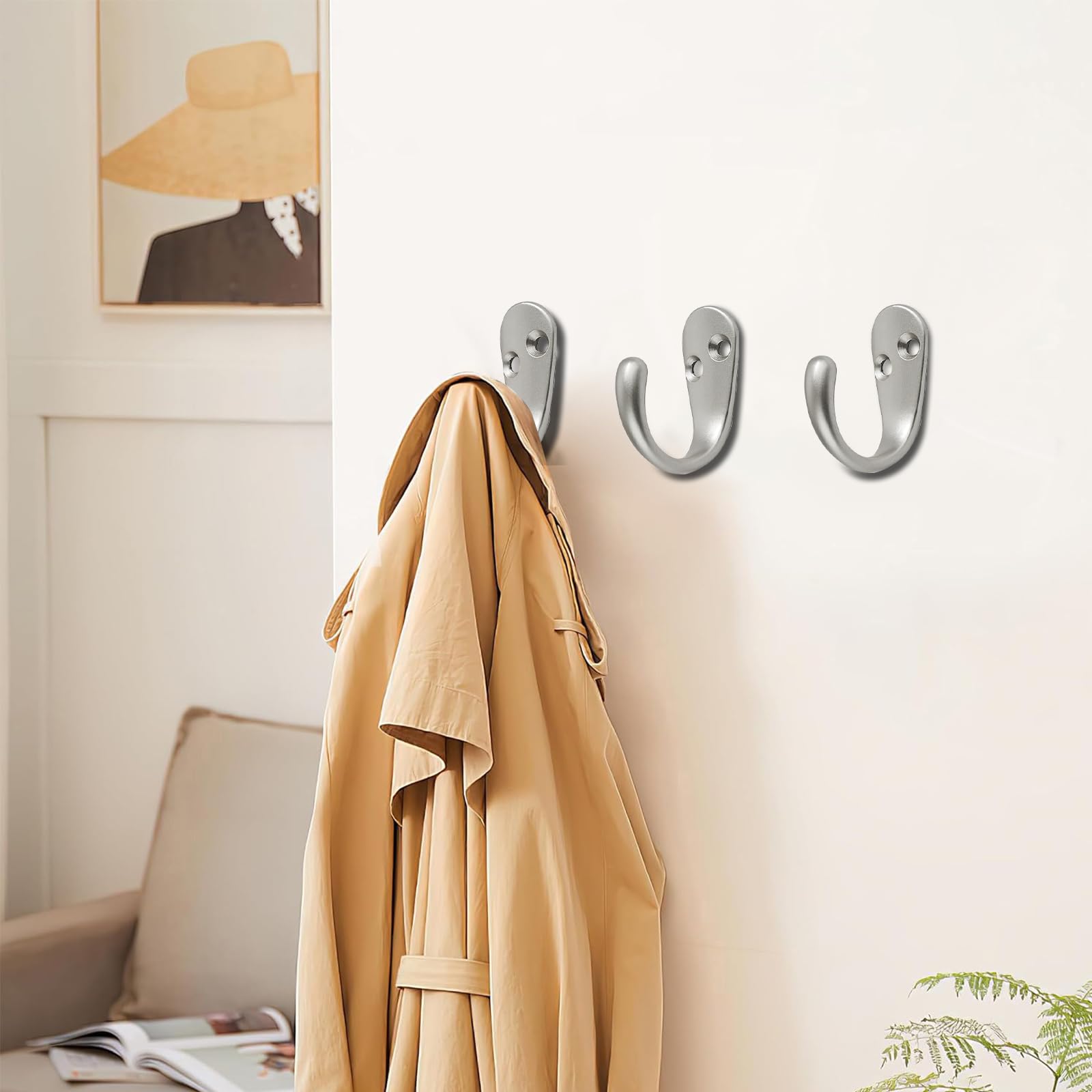 KHTUMEWARE-HK337 Brushed Nickel Coat/Robe Hooks in Brushed Nickel — KHTUMEWARE