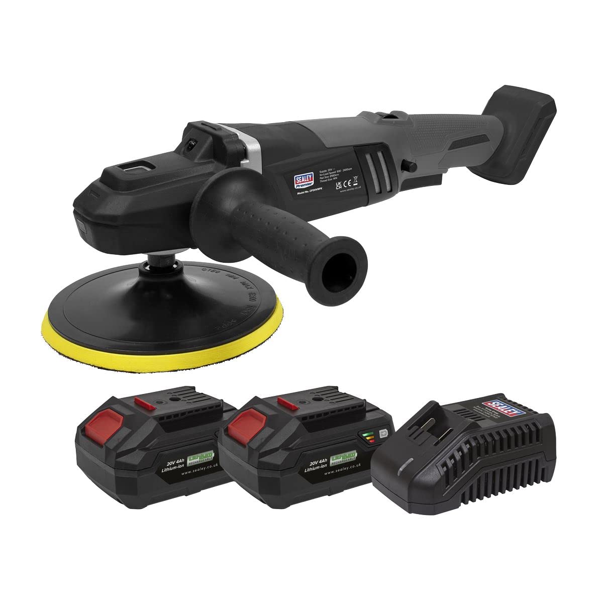 Sealey CP20VRPXKIT Kit de polisseuse rotative sans balais série SV20 V 4 Ah Ø 180 mm 2 piles