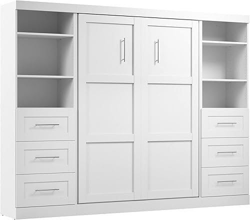 Bestar Pur - Cama de Murphy y 2 unidades de almacenamiento con cajones (109 W) en color blanco
