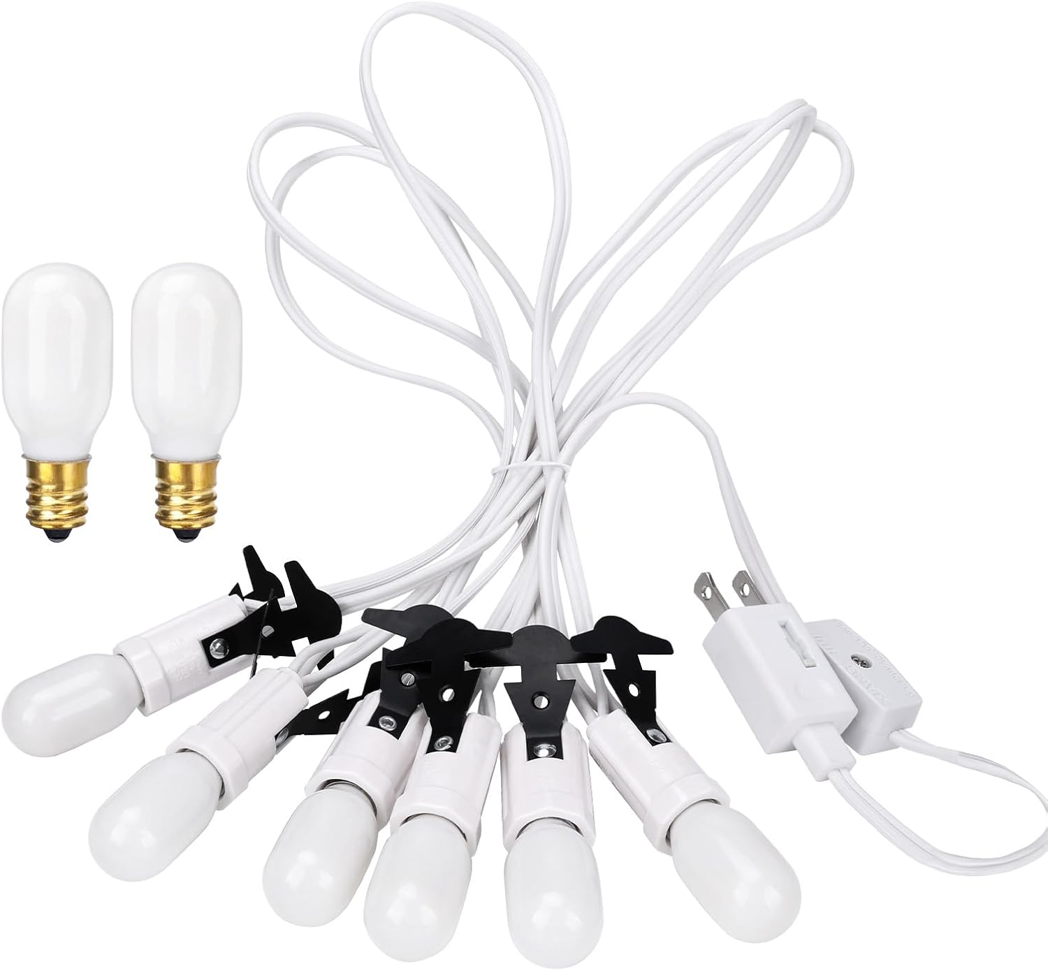 Village Collection Accessories Six Socket Light Set, 108 Inch, 8 White Replacement Bulbs. for use with Various Village Series