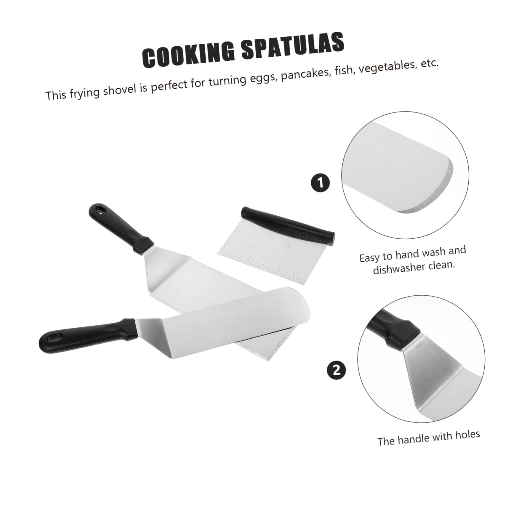 Spatola da Cucina in Acciaio Inox e PP, per Friggere e Girare, Utensile, per Barbecue e Preparare Frittate