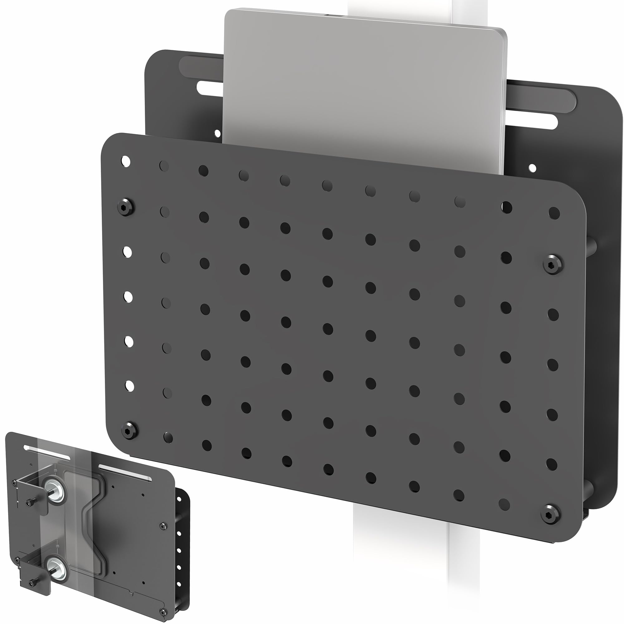 VIVO Steel Clamp-on Desk Leg Laptop Mount Holder 14 x 11 inch Magnetic Peg Board Desk Accessory Organizer