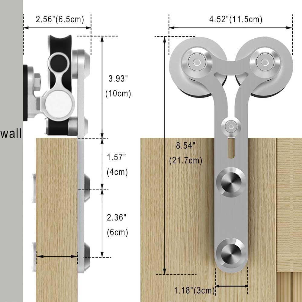 365CM/12FT Schiebetür Schiene Schiebetürbeschlag Edelstahl Schiebetürsystem Komplettset für 1 Holztür(Y Form)