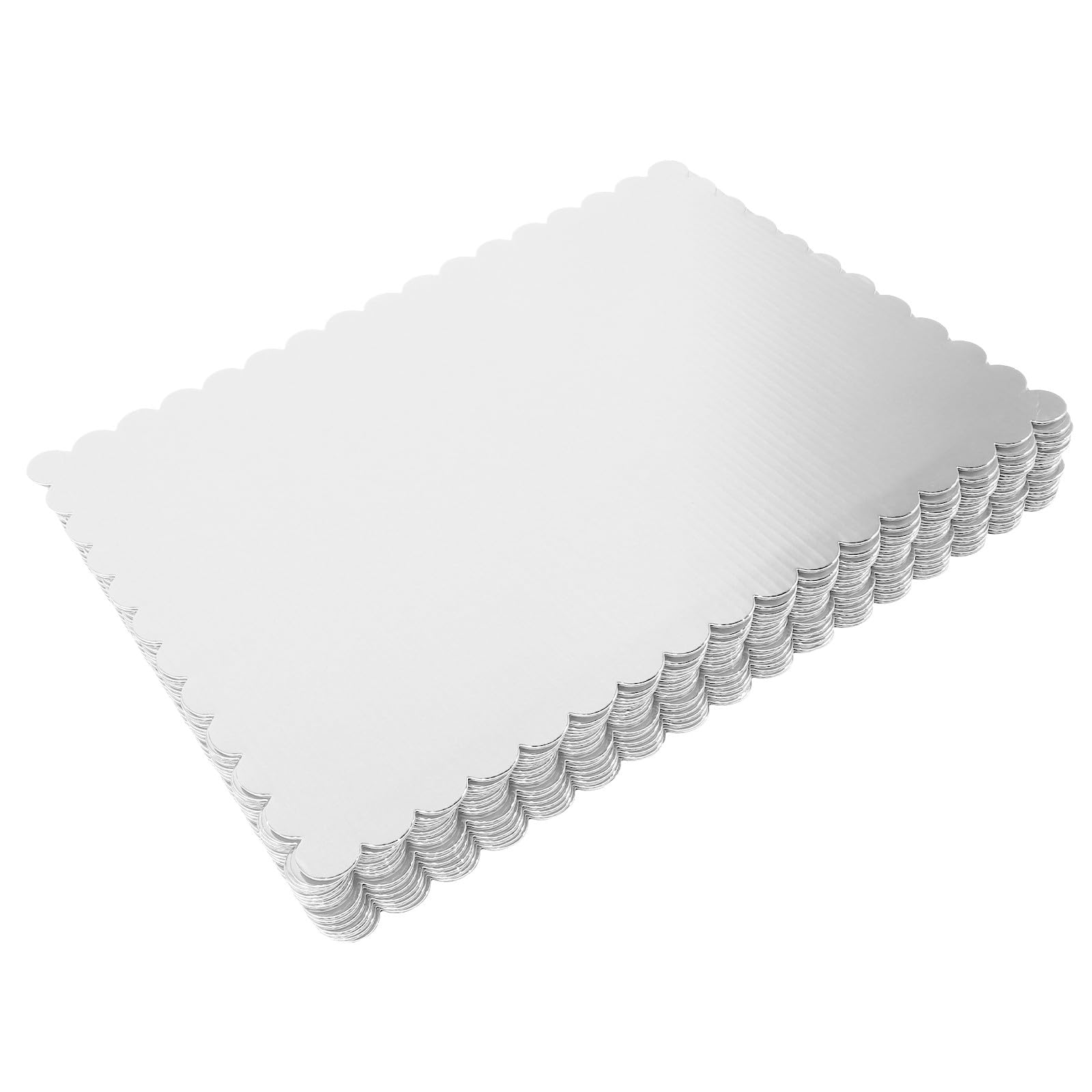 Hemobllo 20 Stück 10 X 14 Zoll Rechteckige Kuchenbodenplatten aus 2mm Dicker Weißer Wellpappe mit Wellenrand Fettabweisende Einweg Unterlagen für Torten Cupcakes und Desserts bei Partys